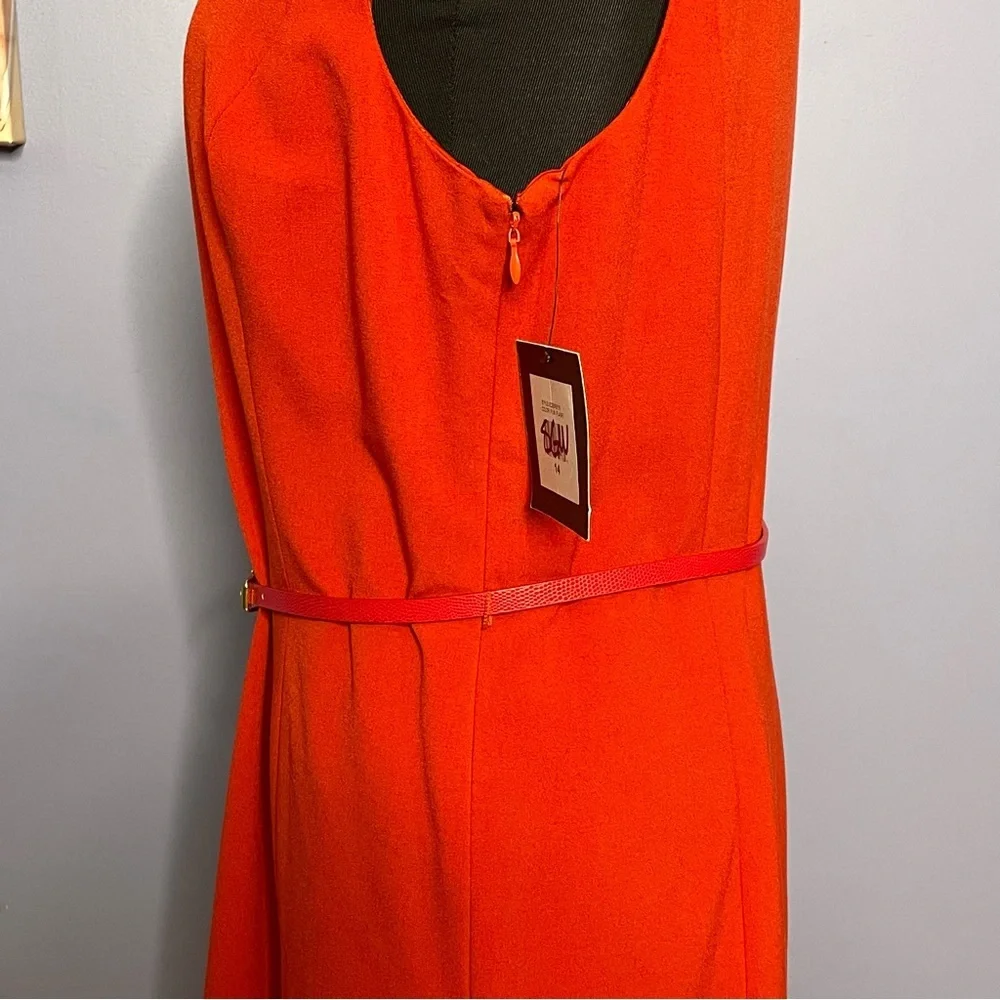 Ellen Tracy Red Sleeveless w/ Belt Women’s Dress Size 14 - Picture 10 of 11